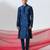 Blue woven cotton kurta pajama