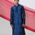 Blue woven cotton kurta pajama