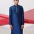 Blue woven cotton kurta pajama