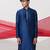Blue woven cotton kurta pajama