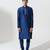 Blue woven cotton kurta pajama