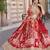 Lovable Red Digital Printed with Dori and Zari embroidery work Chinnon Silk Fabric Indian wedding lehenga dress