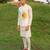 White Printed chanderi Nehru Jacket set