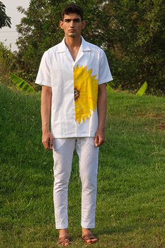 White printed cotton shirt