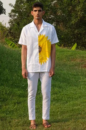 White printed cotton shirt
