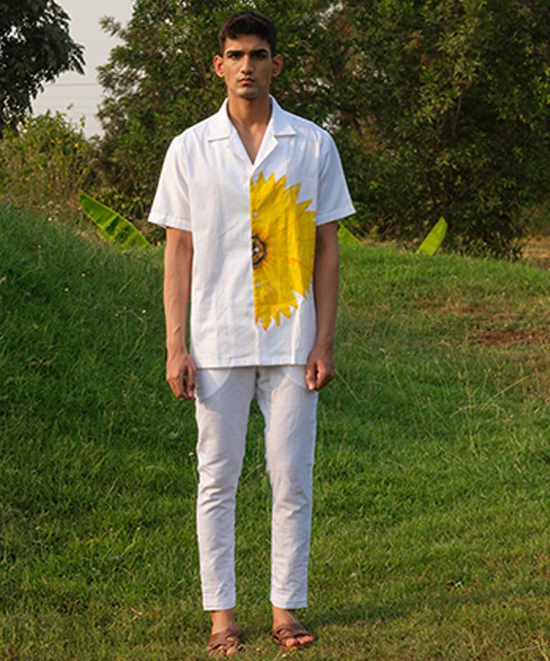 White printed cotton shirt