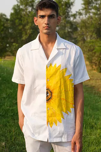 White printed cotton shirt