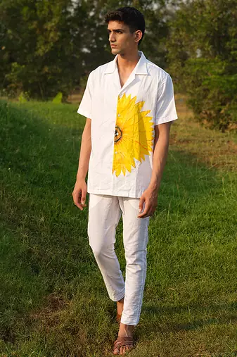 White printed cotton shirt
