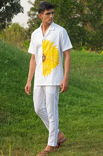 White printed cotton shirt