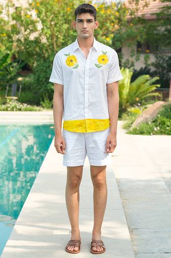 White printed cotton shirt