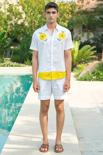 White printed cotton shirt