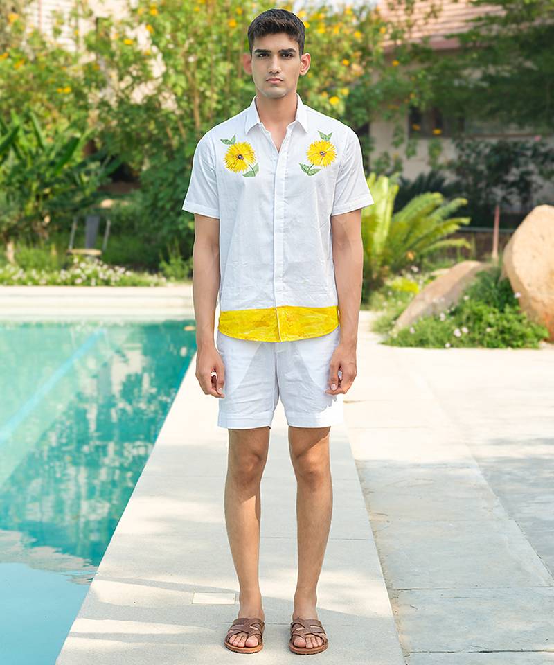 White printed cotton shirt