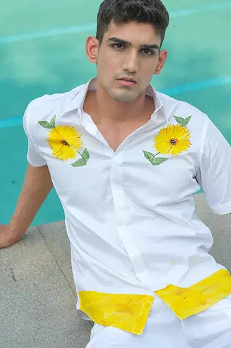White printed cotton shirt