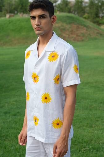 White printed cotton shirt