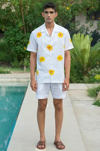 White printed cotton shirt