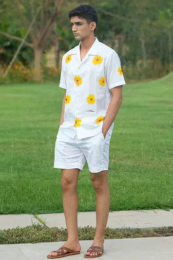 White printed cotton shirt