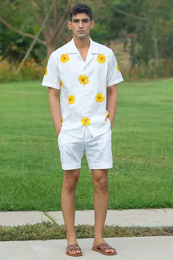 White printed cotton shirt