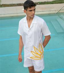 White Printed cotton shirt