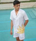 White Printed cotton shirt