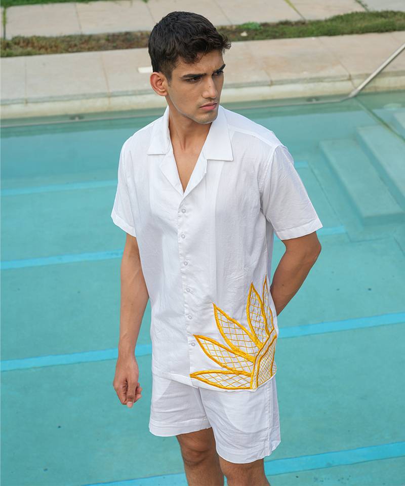 White Printed cotton shirt
