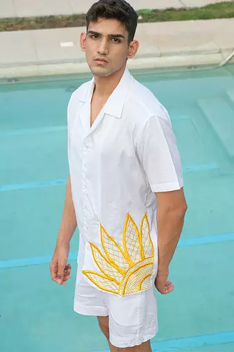 White Printed cotton shirt