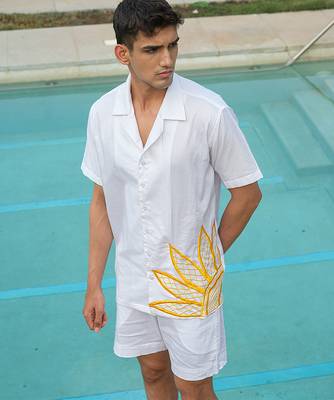 White Printed cotton shirt 3
