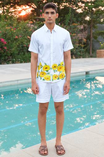 White printed cotton shirt