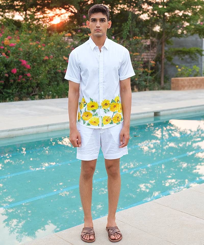 White printed cotton shirt