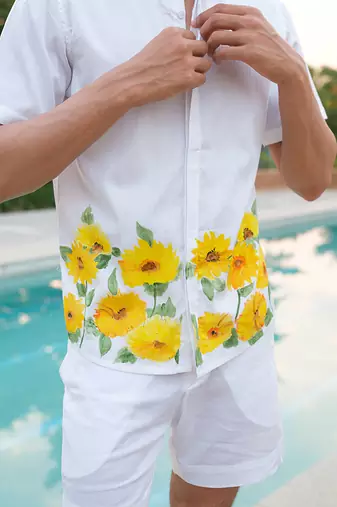 White printed cotton shirt