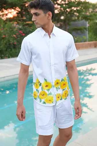 White printed cotton shirt