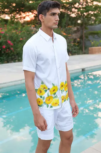 White printed cotton shirt