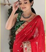 red lightweight georgette saree
