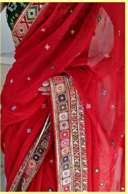 red lightweight georgette saree 2
