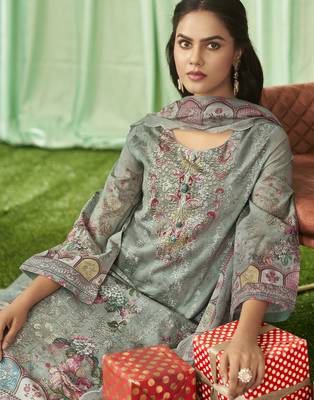 olive lawn cotton embroidered dress material 2