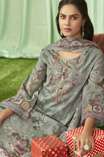 olive lawn cotton embroidered dress material