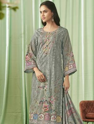 olive lawn cotton embroidered dress material 3
