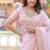 pink organza silk blend embroidered saree