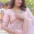 pink organza silk blend embroidered saree