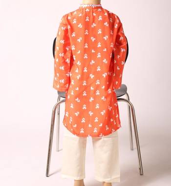 Navratri orange crepe kurta set for boys 4