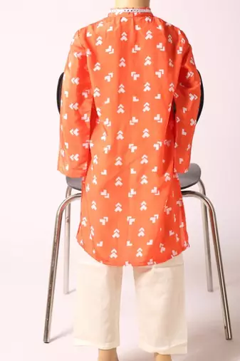 Navratri orange crepe kurta set for boys