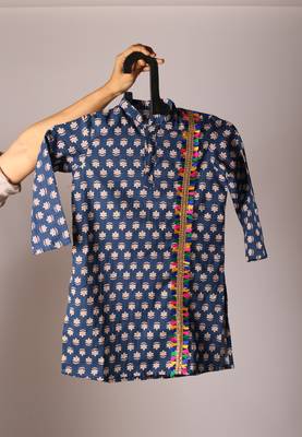 Navratri blue cotton kurta set for boys 2