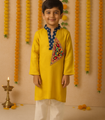 Navratri yellow rayon kurta set for boys