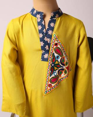 Navratri yellow rayon kurta set for boys 3