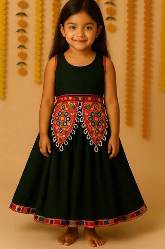 Navratri black rayon lehenga set for girls
