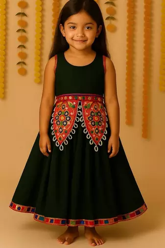 Navratri black rayon lehenga set for girls