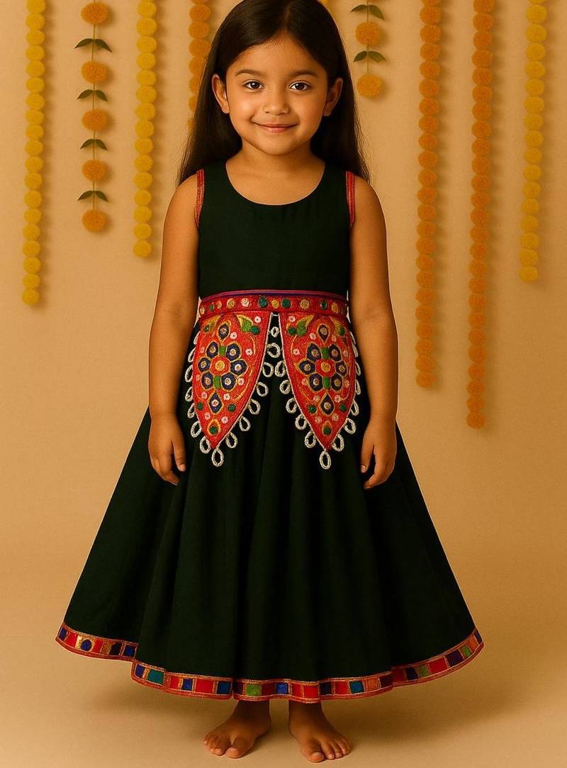 Navratri black rayon lehenga set for girls