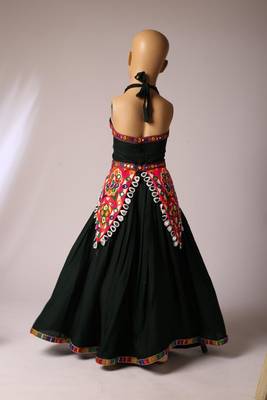 Navratri black rayon lehenga set for girls 2