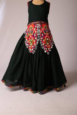 Navratri black rayon lehenga set for girls 3