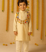 Navrartri cream rayon kurta set for boys