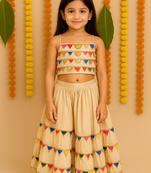 Navratri cream rayon lehenga set for girls